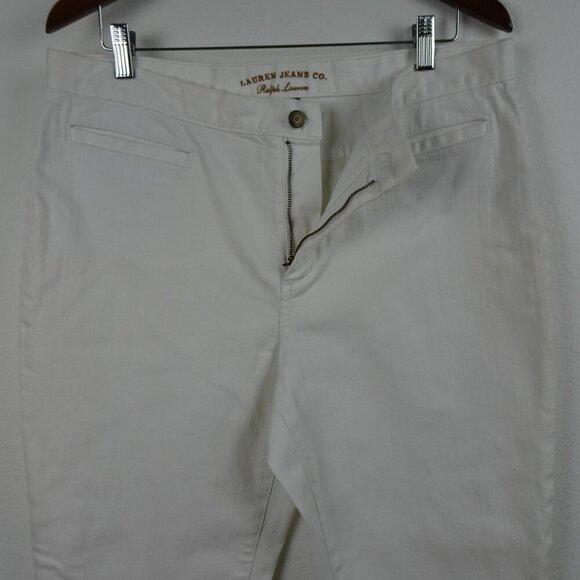 Ralph Lauren Ankle Zipper Jeans Women's Size 14 White Stretch Denim NEW - Picture 4 of 11